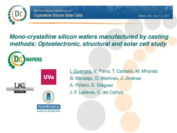 (PDF) Mono-crystalline silicon wafers manufactured by casting methods ...