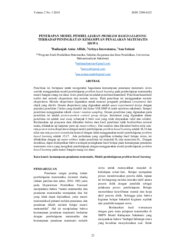 (PDF) Penerapan Model Pembelajaran Problem Based Learning Terhadap ...