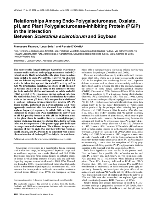 (PDF) Relationships Among Endo-Polygalacturonase, Oxalate, pH, and ...