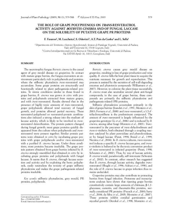 (PDF) The Role of Grape Polyphenols on Trans-Resveratrol Activity ...