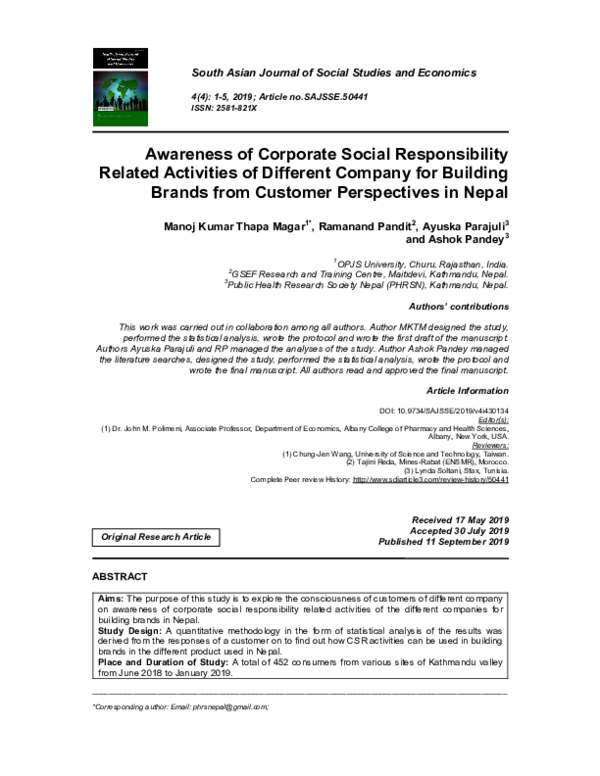 (PDF) Awareness of Corporate Social Responsibility Related Activities ...