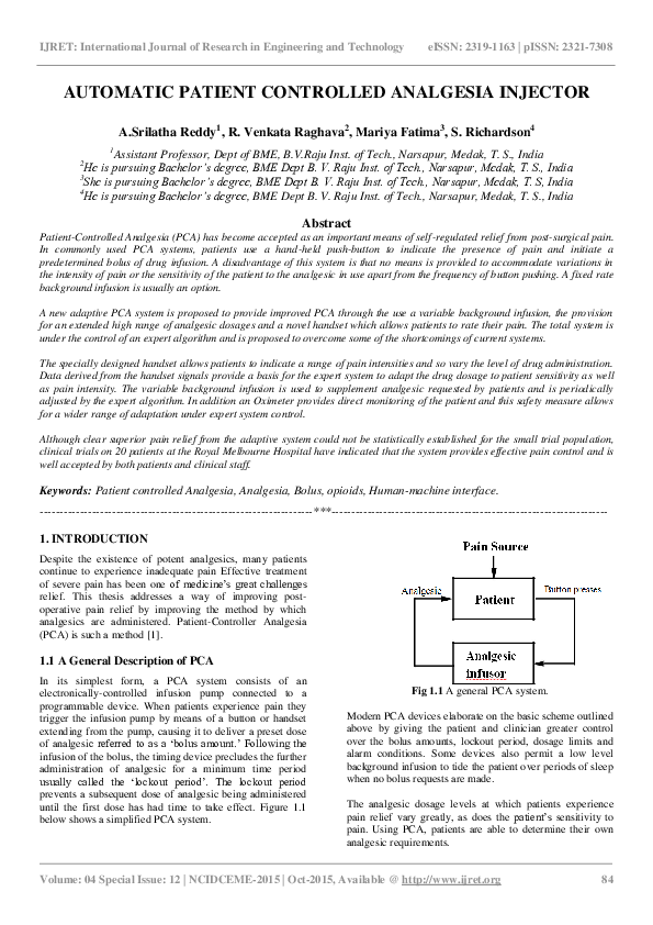 (PDF) Automatic Patient Controlled Analgesia Injector
