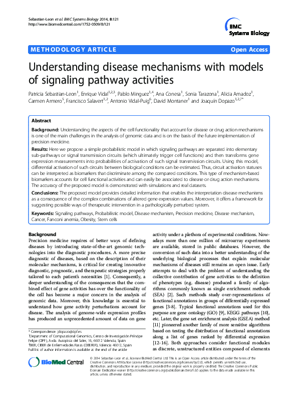 (PDF) Understanding disease mechanisms with models of signaling pathway ...
