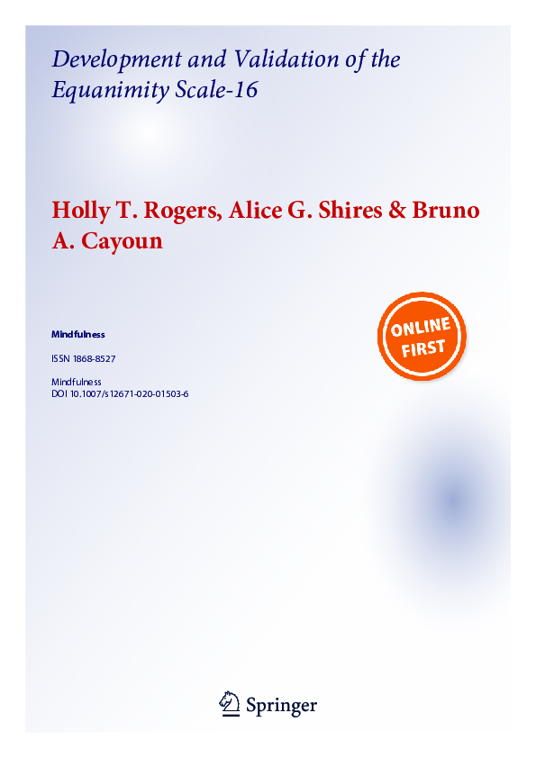 (PDF) Development and Validation of the Equanimity Scale-16