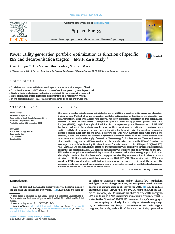 (PDF) Power utility generation portfolio optimization as function of ...