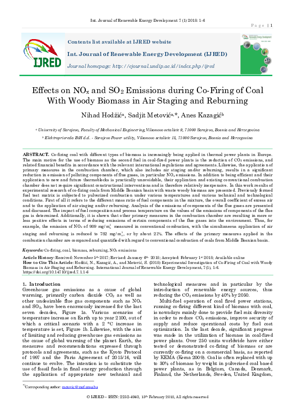 (PDF) Effects on NOx and SO2 Emissions during Co-Firing of Coal With ...