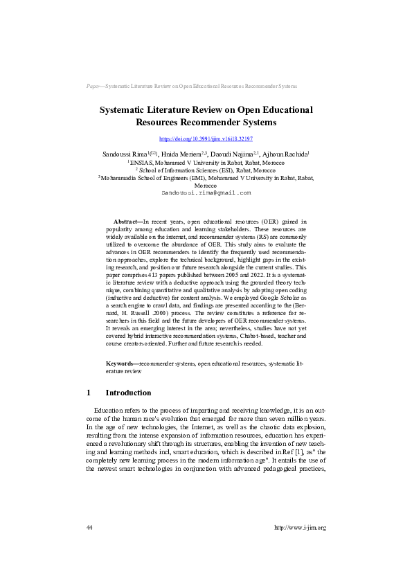 (PDF) Systematic Literature Review on Open Educational Resources ...
