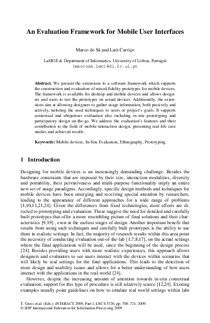 (PDF) An evaluation framework for mobile user interfaces