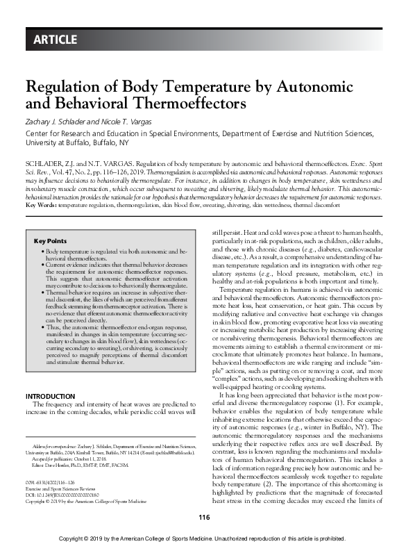 (PDF) Regulation of Body Temperature by Autonomic and Behavioral ...