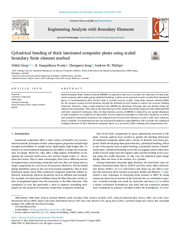 (PDF) Cylindrical bending of thick laminated composite plates using ...