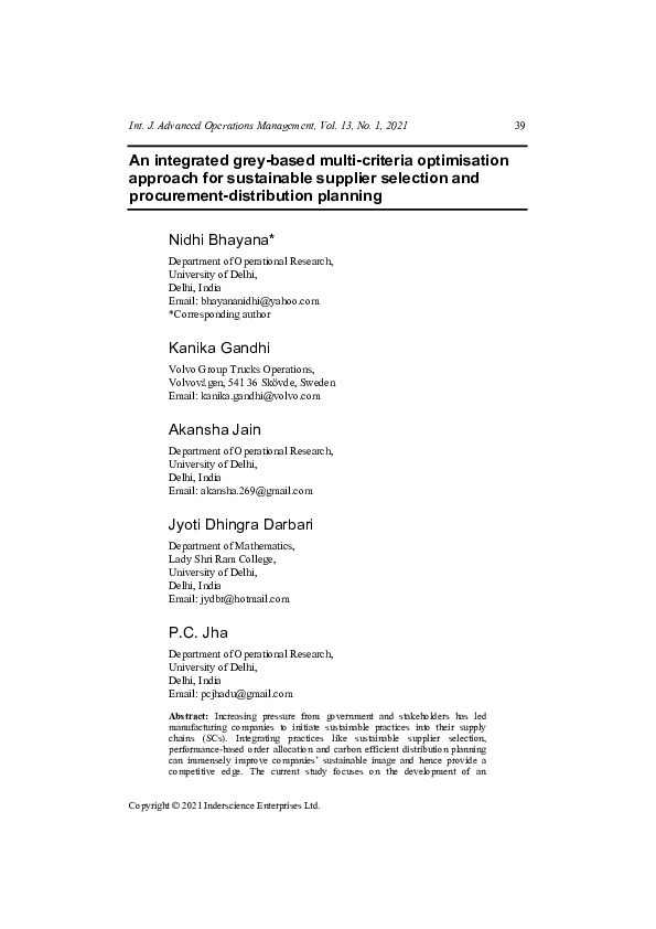 (PDF) An integrated grey-based multi-criteria optimisation approach for ...