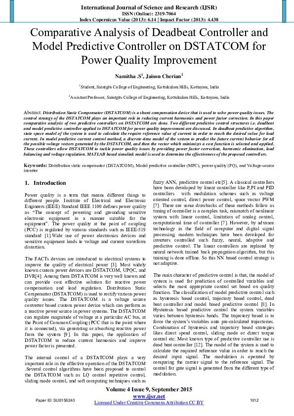 (PDF) Comparative Analysis of Deadbeat Controller and Model Predictive ...