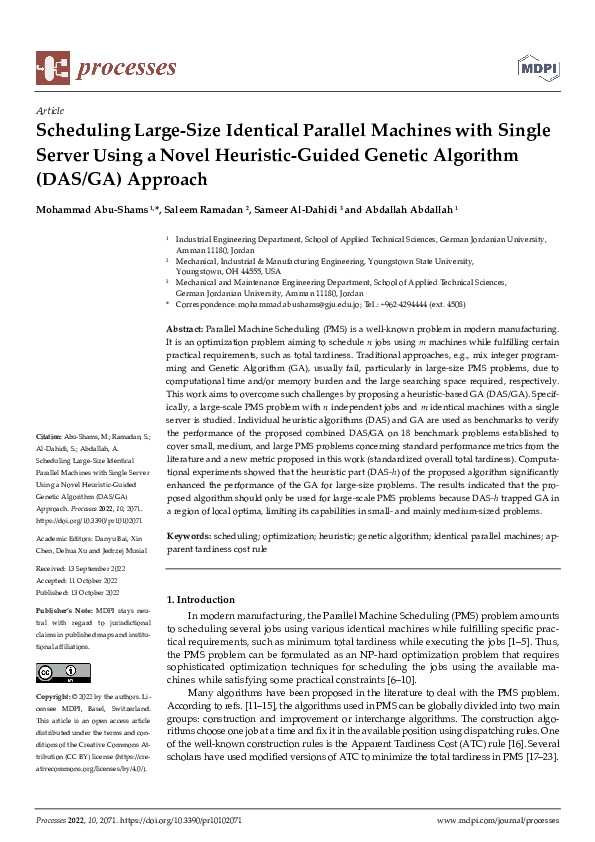 (PDF) Scheduling Large-Size Identical Parallel Machines with Single ...