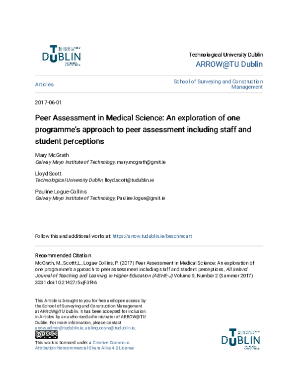 (PDF) Peer Assessment in Medical Science: An exploration of one ...