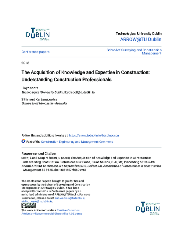(PDF) The Acquisition of Knowledge and Expertise in Construction ...