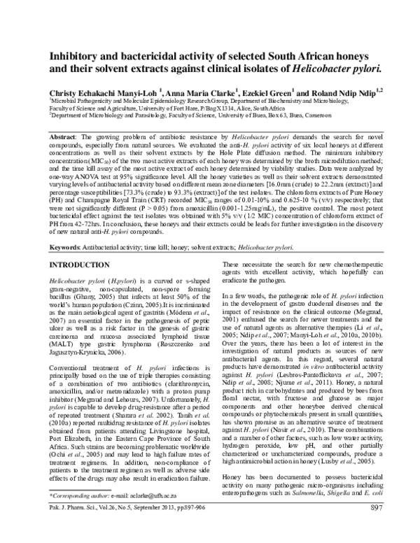 (PDF) Inhibitory and bactericidal activity of selected South African ...