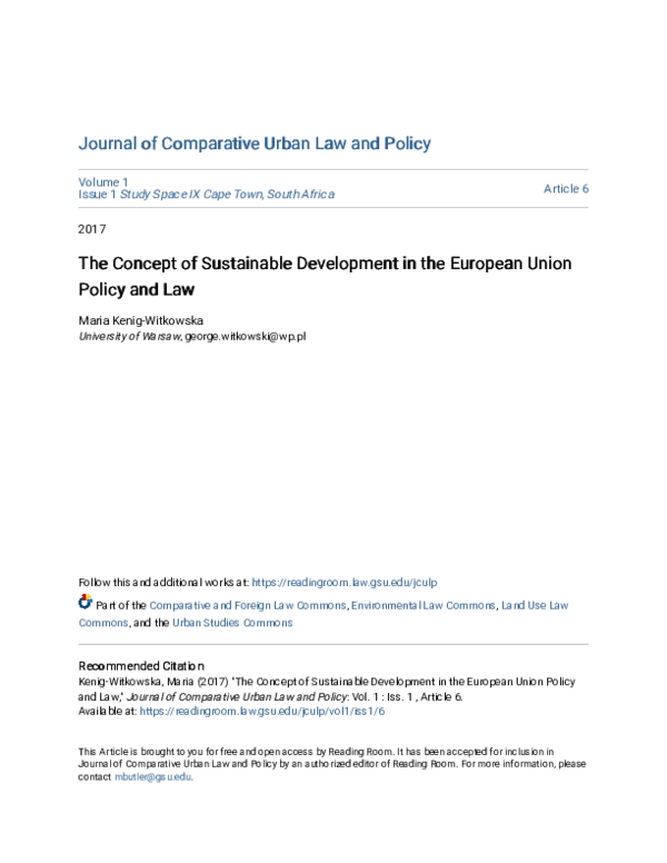 (PDF) The Concept of Sustainable Development in the European Union ...