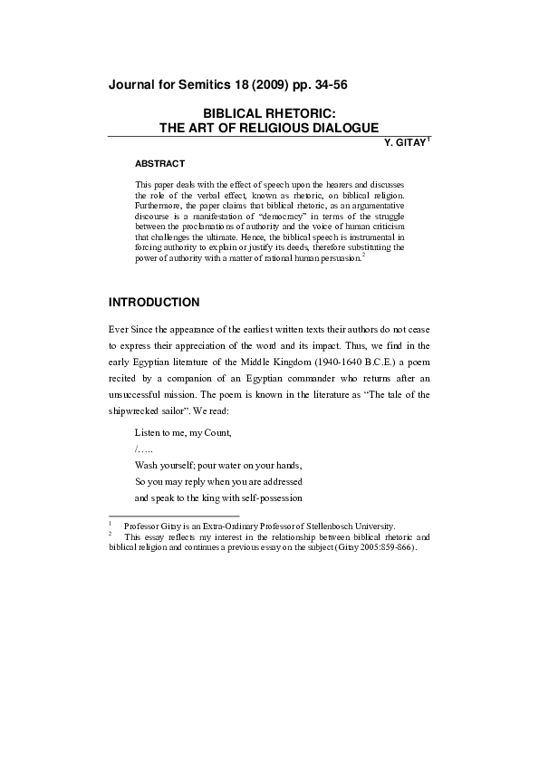 (PDF) Biblical rhetoric : the art of religious dialogue