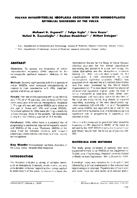 (PDF) Vulvar Intraepithelial Neoplasia Coexisting with Nonneoplastic ...