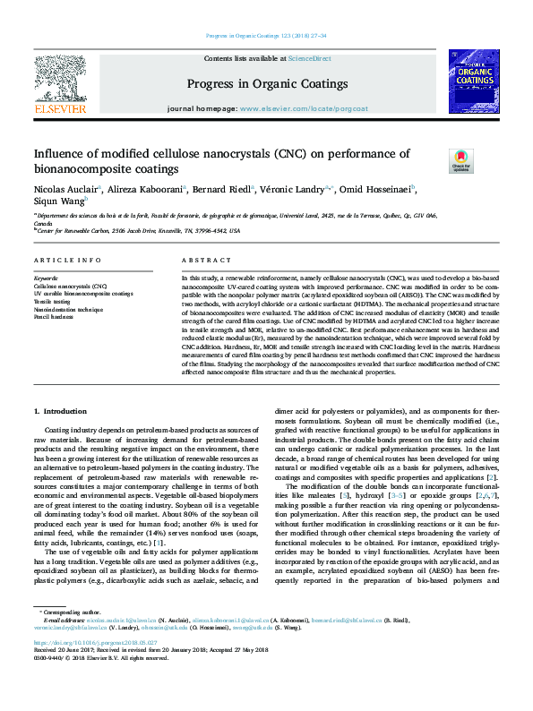 (PDF) Influence of modified cellulose nanocrystals (CNC) on performance ...