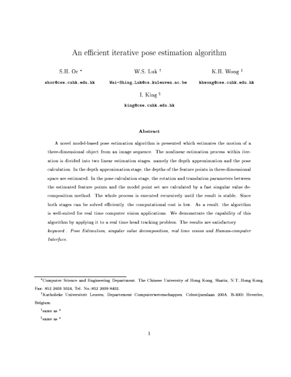 (PDF) An efficient iterative pose estimation algorithm