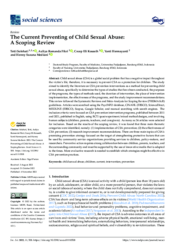 (PDF) The Current Preventing of Child Sexual Abuse: A Scoping Review