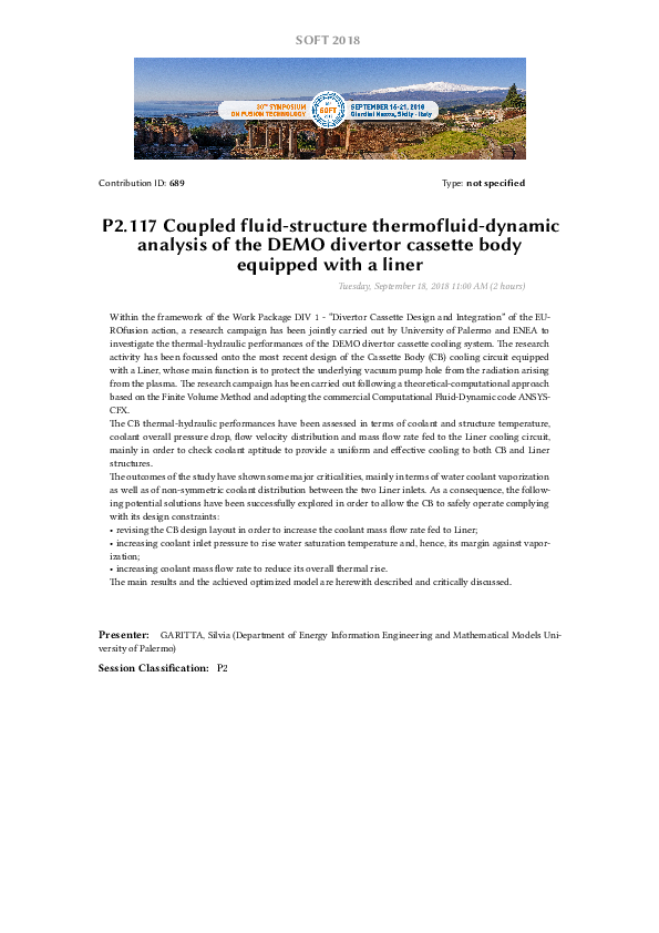 (PDF) Coupled fluid-structure thermofluid-dynamic analysis of the DEMO ...
