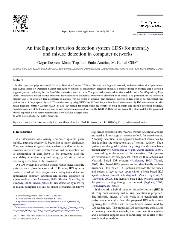 (PDF) An intelligent intrusion detection system (IDS) for anomaly and ...