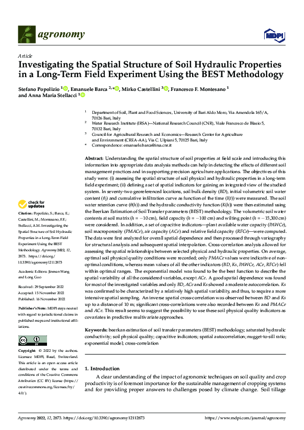 (PDF) Investigating the Spatial Structure of Soil Hydraulic Properties ...