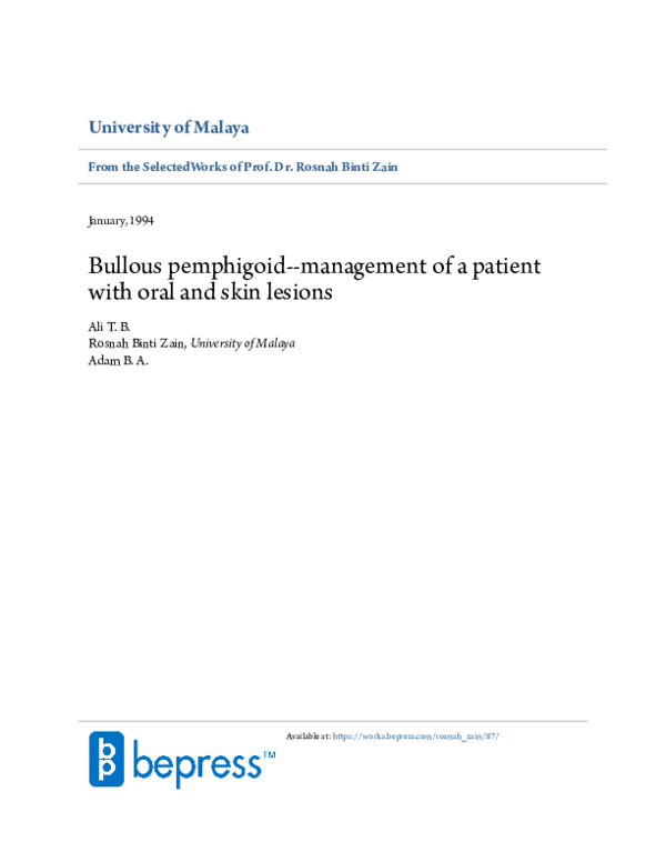 (PDF) Bullous pemphigoid--management of a patient with oral and skin ...