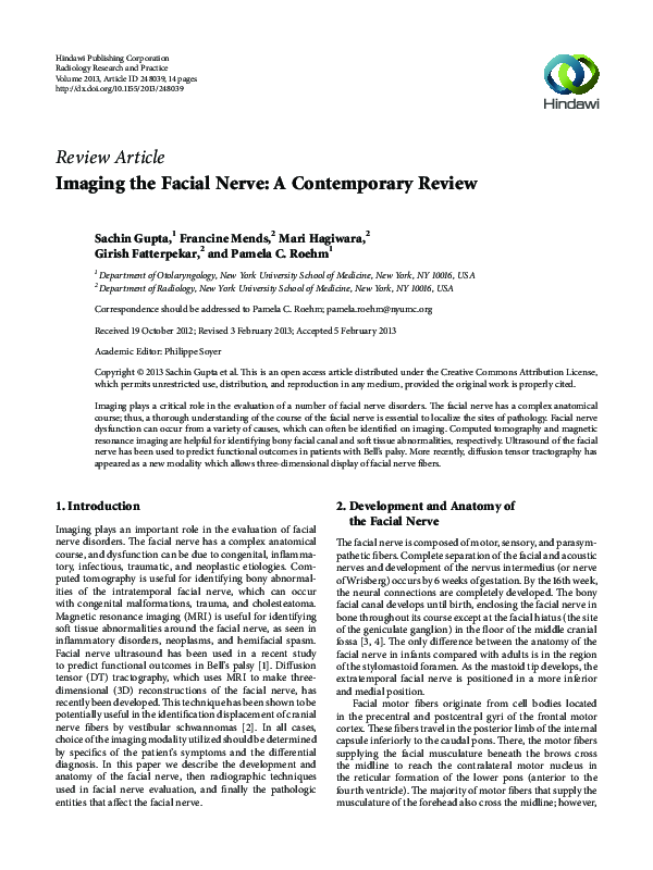 (PDF) Imaging the Facial Nerve: A Contemporary Review