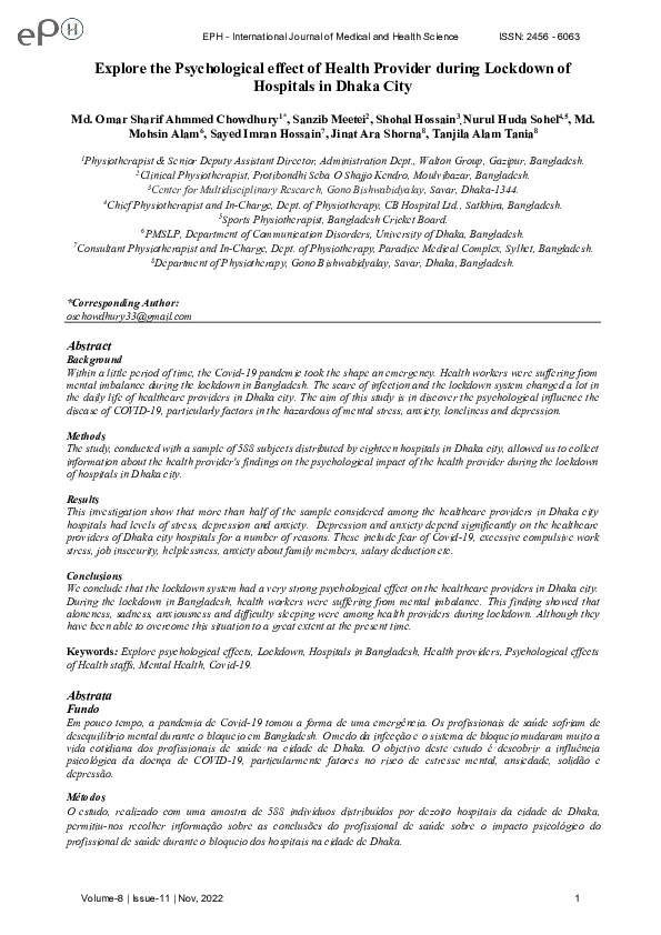 (PDF) Explore the Psychological Effect of Health Provider During ...