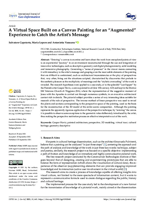 (PDF) A Virtual Space Built on a Canvas Painting for an “Augmented ...