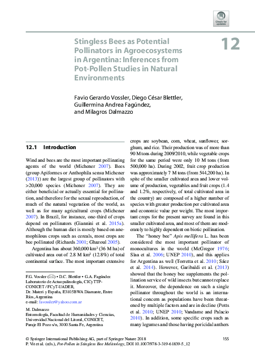 (PDF) Stingless Bees as Potential Pollinators in Agroecosystems in ...