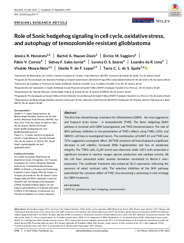 (PDF) Role of Sonic hedgehog signaling in cell cycle, oxidative stress ...
