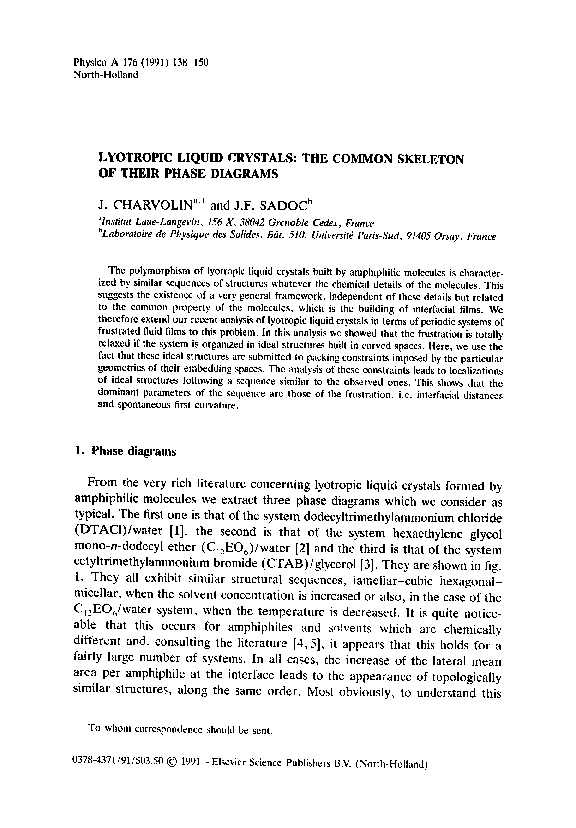 (PDF) Lyotropic liquid crystals: The common skeleton of their phase ...