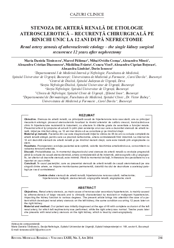 (PDF) Renal artery stenosis of atherosclerotic etiology – the single ...