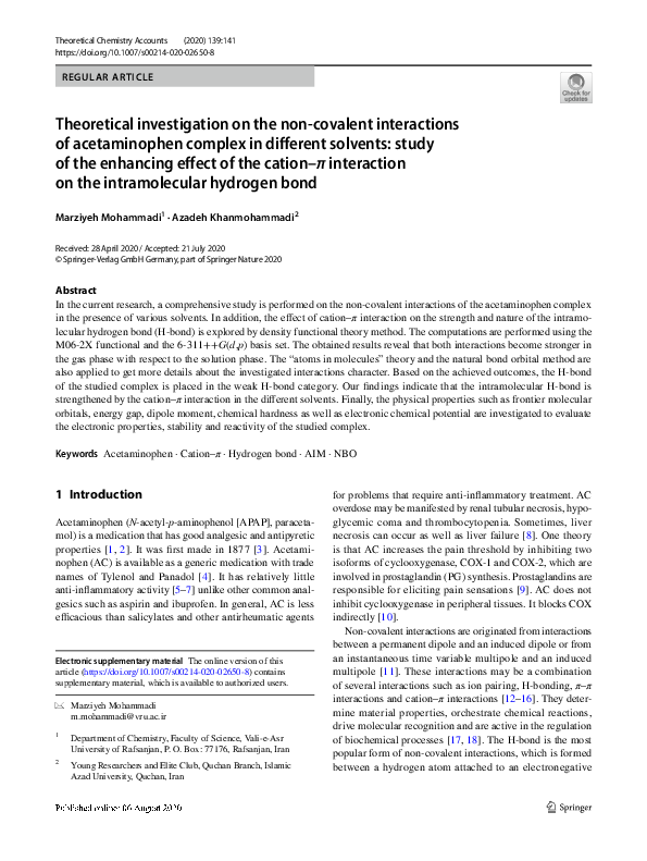 (PDF) Theoretical investigation on the non-covalent interactions of ...