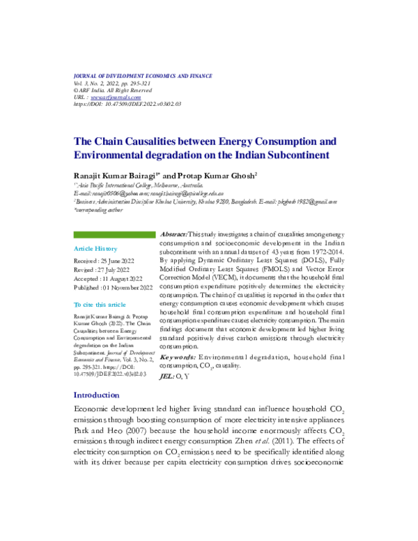 (PDF) The Chain Causalities Between Energy Consumption and ...