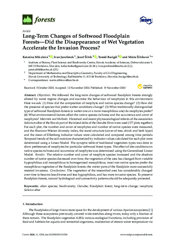 (PDF) Long-Term Changes of Softwood Floodplain Forests—Did the ...
