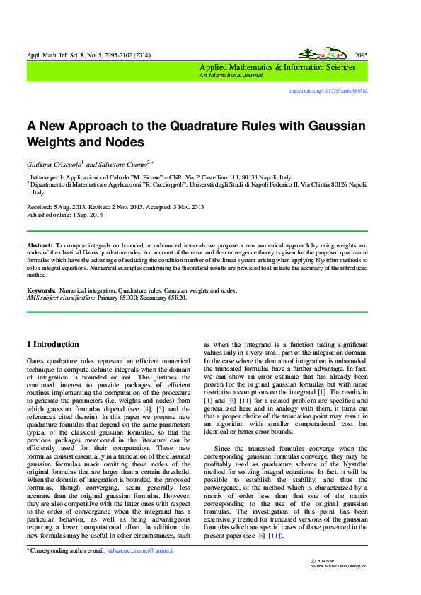 (PDF) A new approach to the quadrature rules with gaussian weights and ...