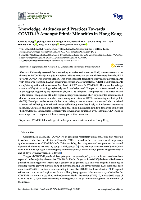 (PDF) Knowledge, Attitudes and Practices towards Covid-19 among ...