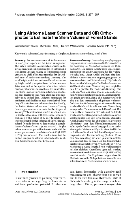 (PDF) Using Airborne Laser Scanner Data and CIR Orthophotos to Estimate ...