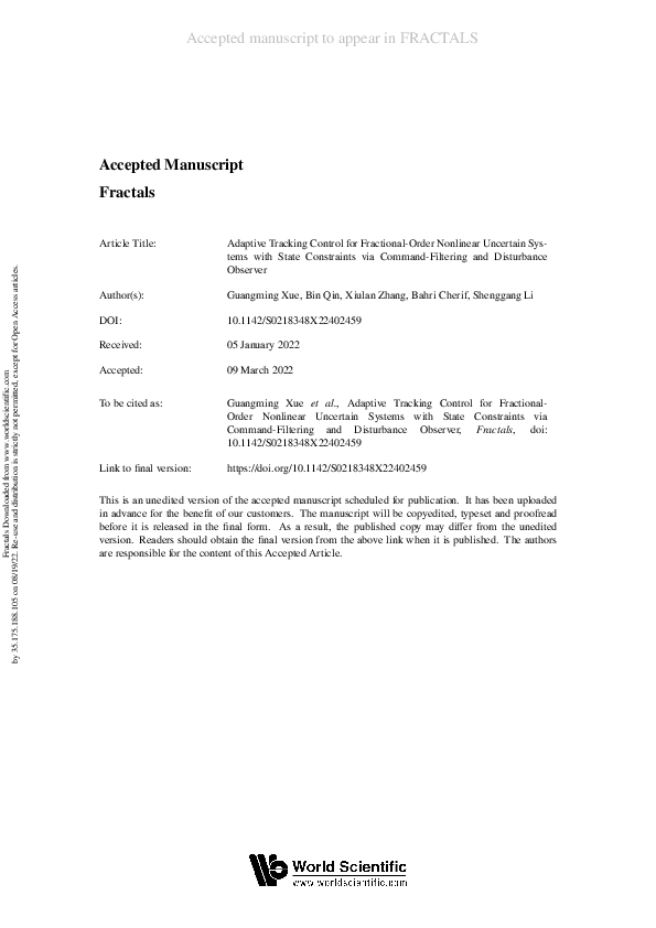 (PDF) Adaptive Tracking Control for Fractional-Order Nonlinear ...