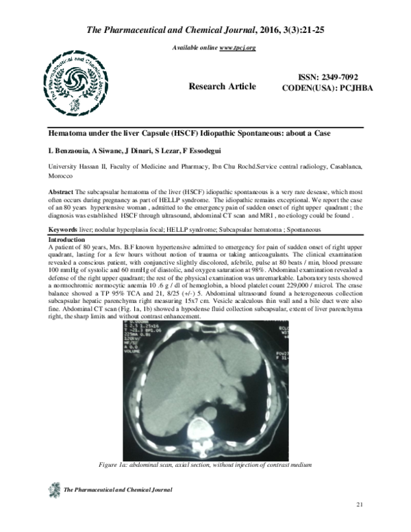 (PDF) CODEN(USA): PCJHBA Hematoma under the liver Capsule (HSCF ...