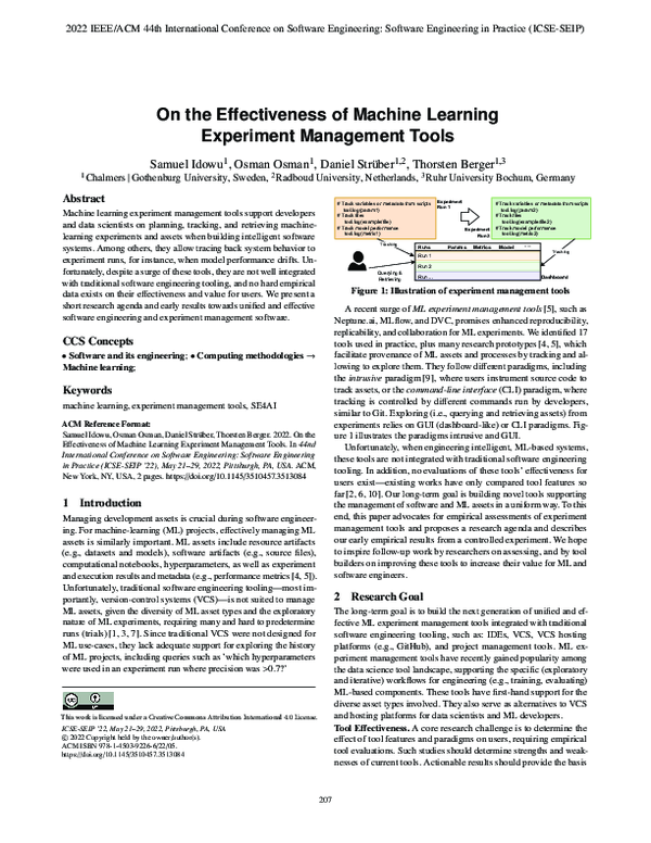(PDF) On the Effectiveness of Machine Learning Experiment Management