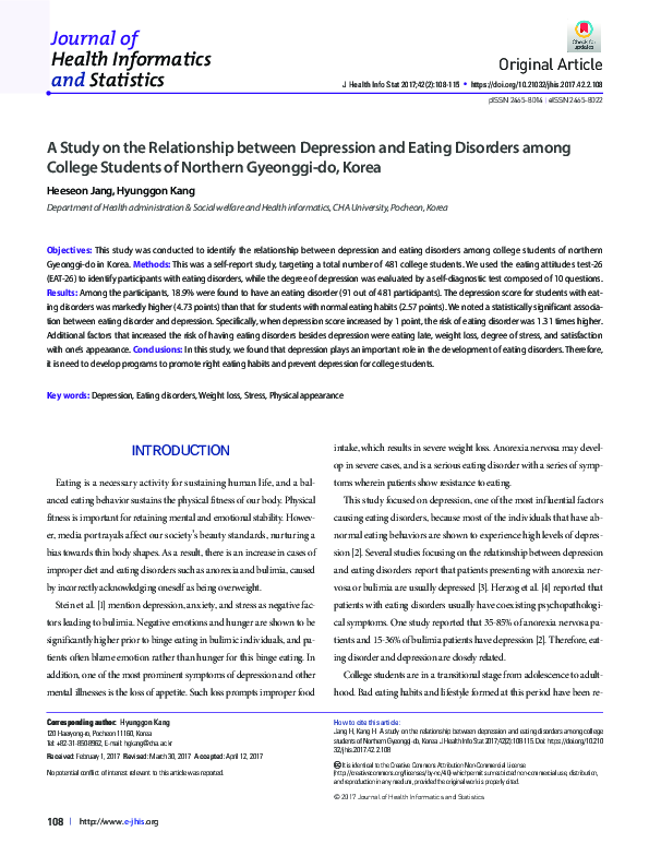 (PDF) A Study on the Relationship between Depression and Eating ...