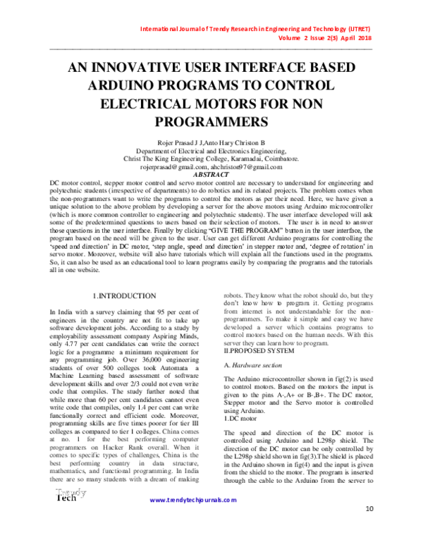 (PDF) AN INNOVATIVE USER INTERFACE BASED ARDUINO PROGRAMS TO CONTROL ...
