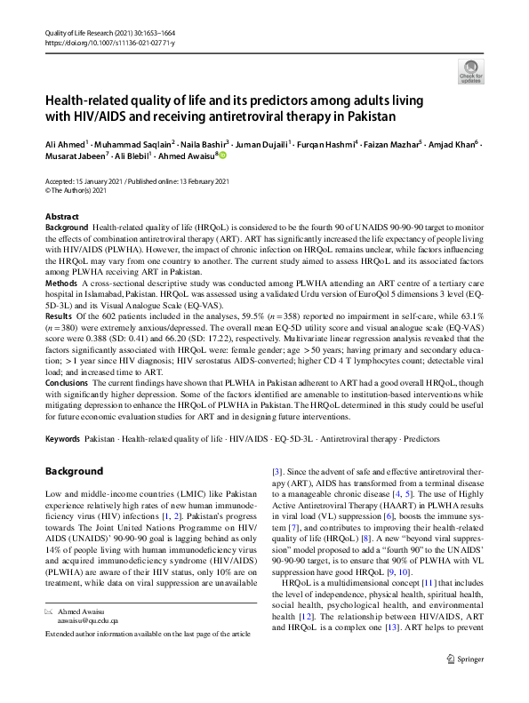 (PDF) Health-related quality of life and its predictors among ...