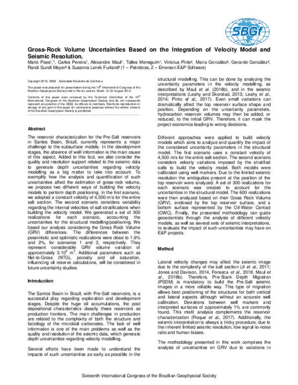 (PDF) Gross-Rock Volume Uncertainties Based on the Integration of ...